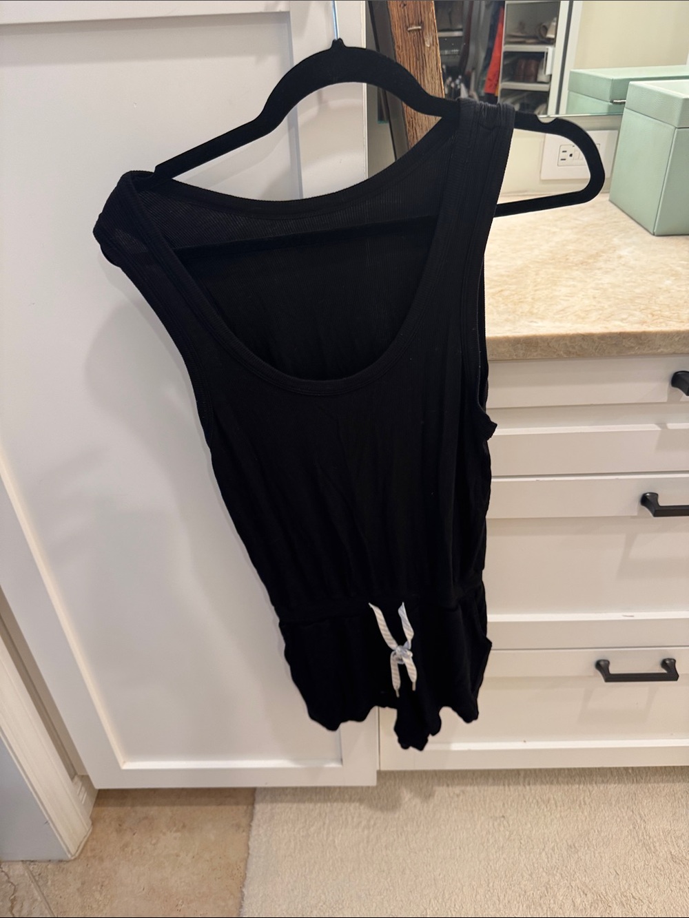 Vuori Black Scoop Neck Tank Romper